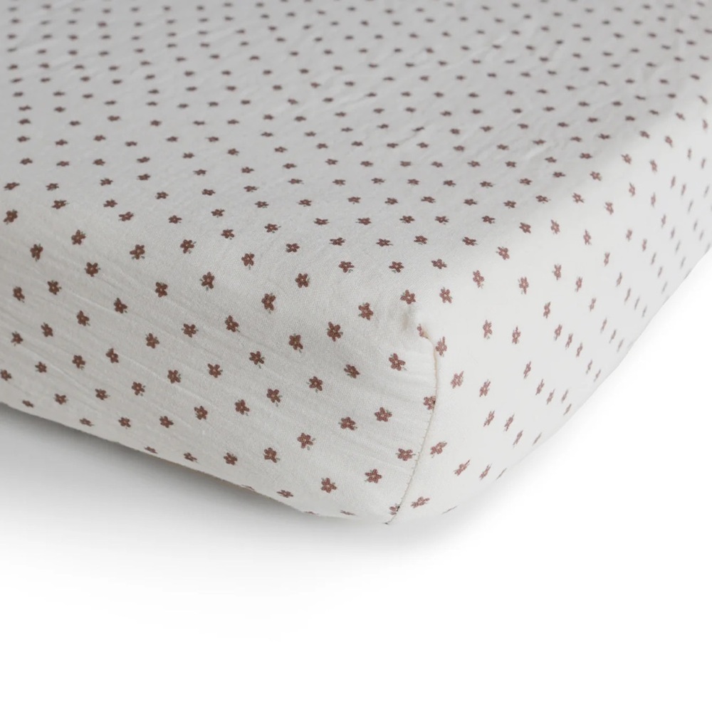Mushie Muslin Mini Crib Sheet in Bloom